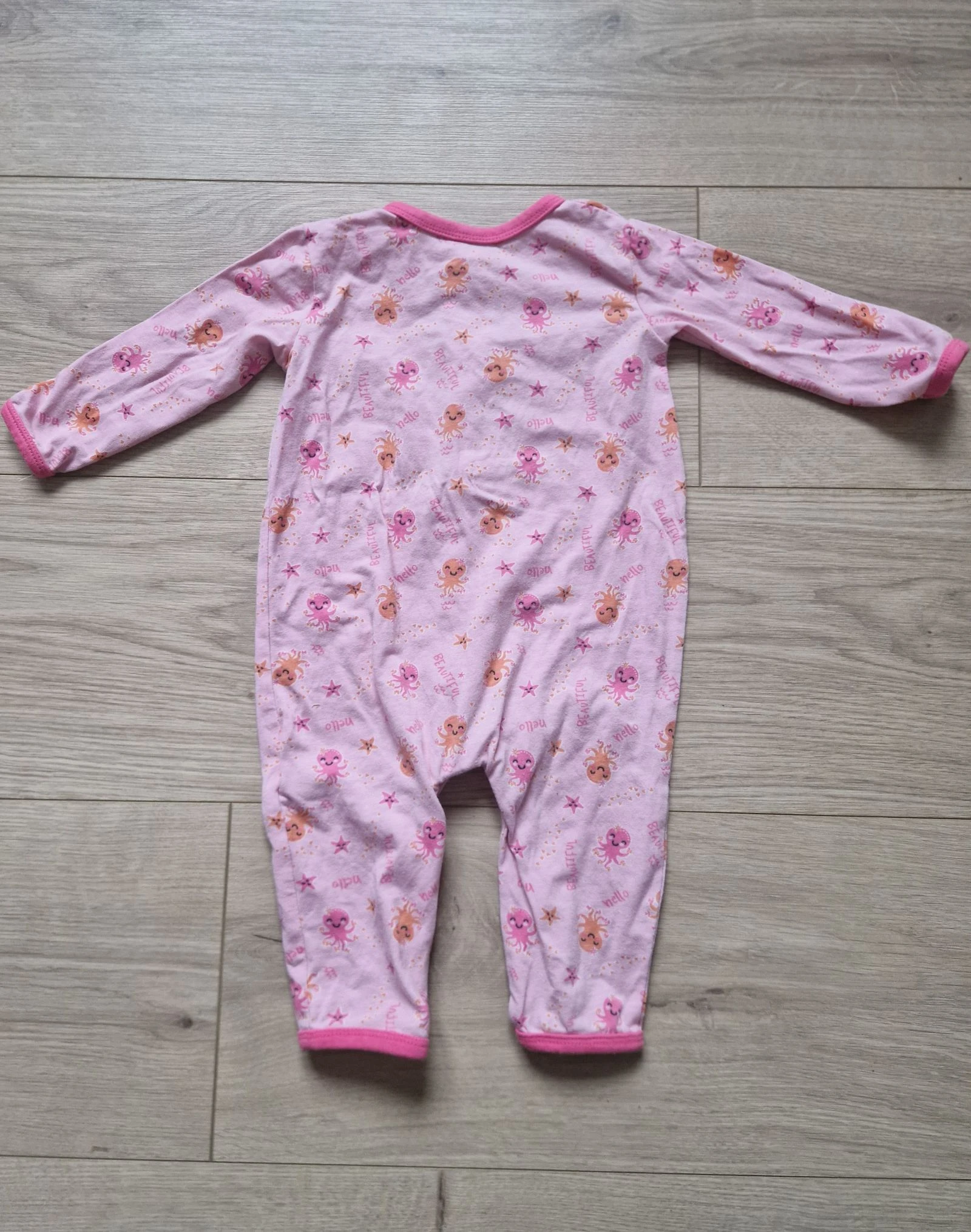 🐙 Pijama de verão para bebê menina – motivo polvo – rosa – tamanho 3-6 meses – bom estado – photo 5